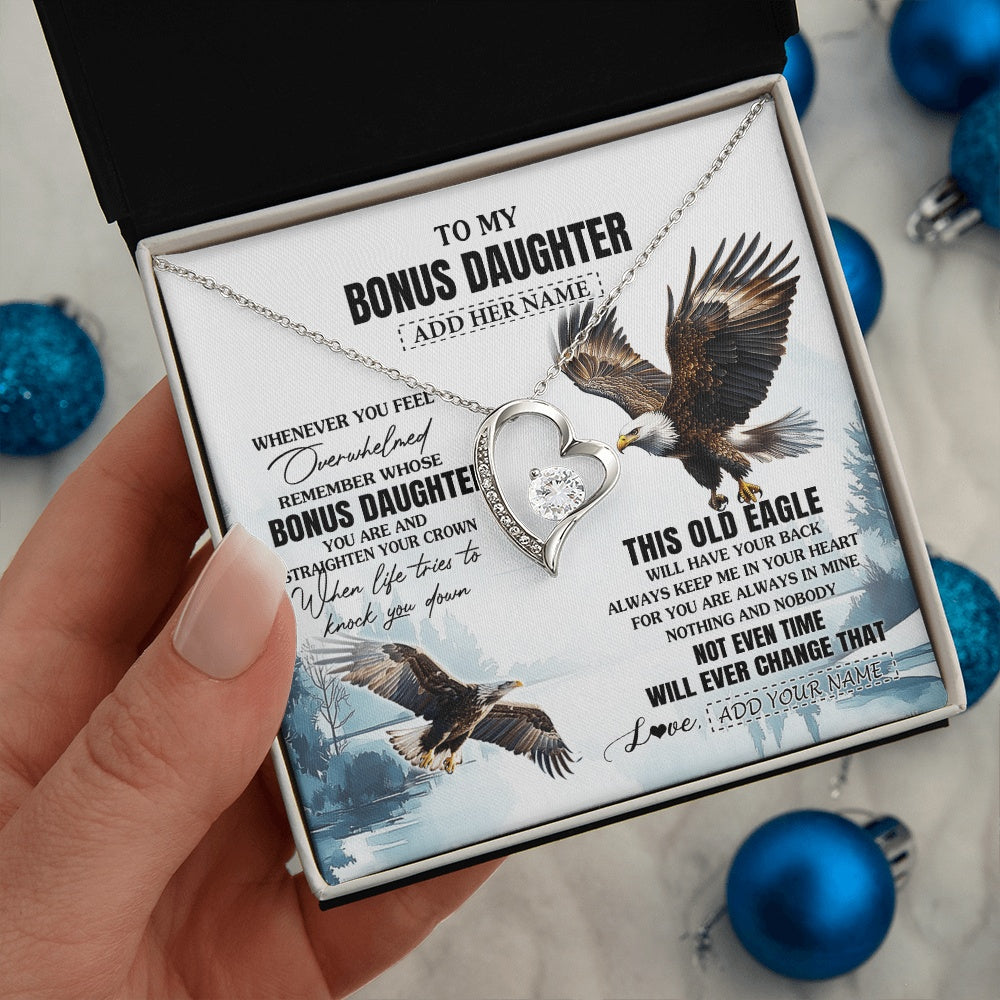 Personalized To My Bonus Daughter Gifts Necklace From Stepmom Whenever Eagle Unique Birthday Gifts For Stepdaughter Christmas Jewelry Gift Box Message Card
