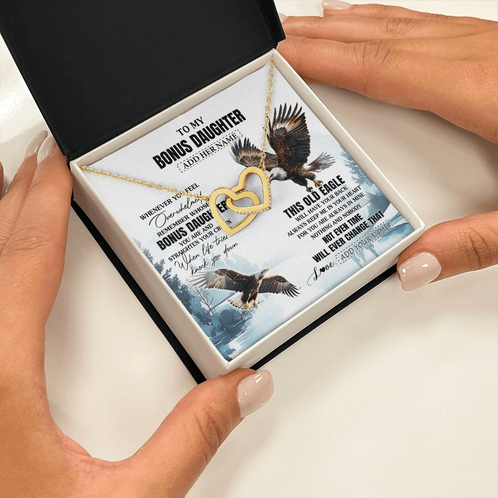 Personalized To My Bonus Daughter Gifts Necklace From Stepmom Whenever Eagle Unique Birthday Gifts For Stepdaughter Christmas Jewelry Gift Box Message Card