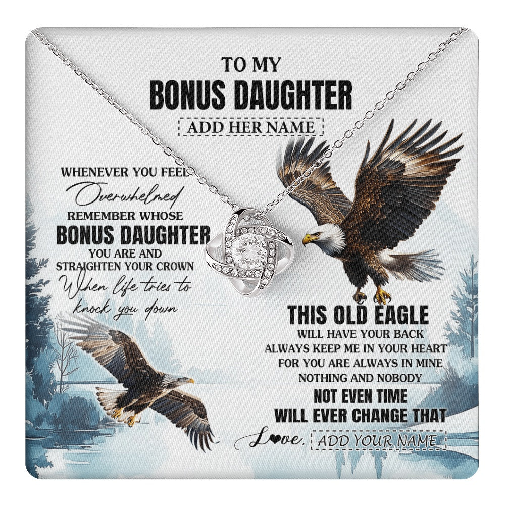 Personalized To My Bonus Daughter Gifts Necklace From Stepmom Whenever Eagle Unique Birthday Gifts For Stepdaughter Christmas Jewelry Gift Box Message Card