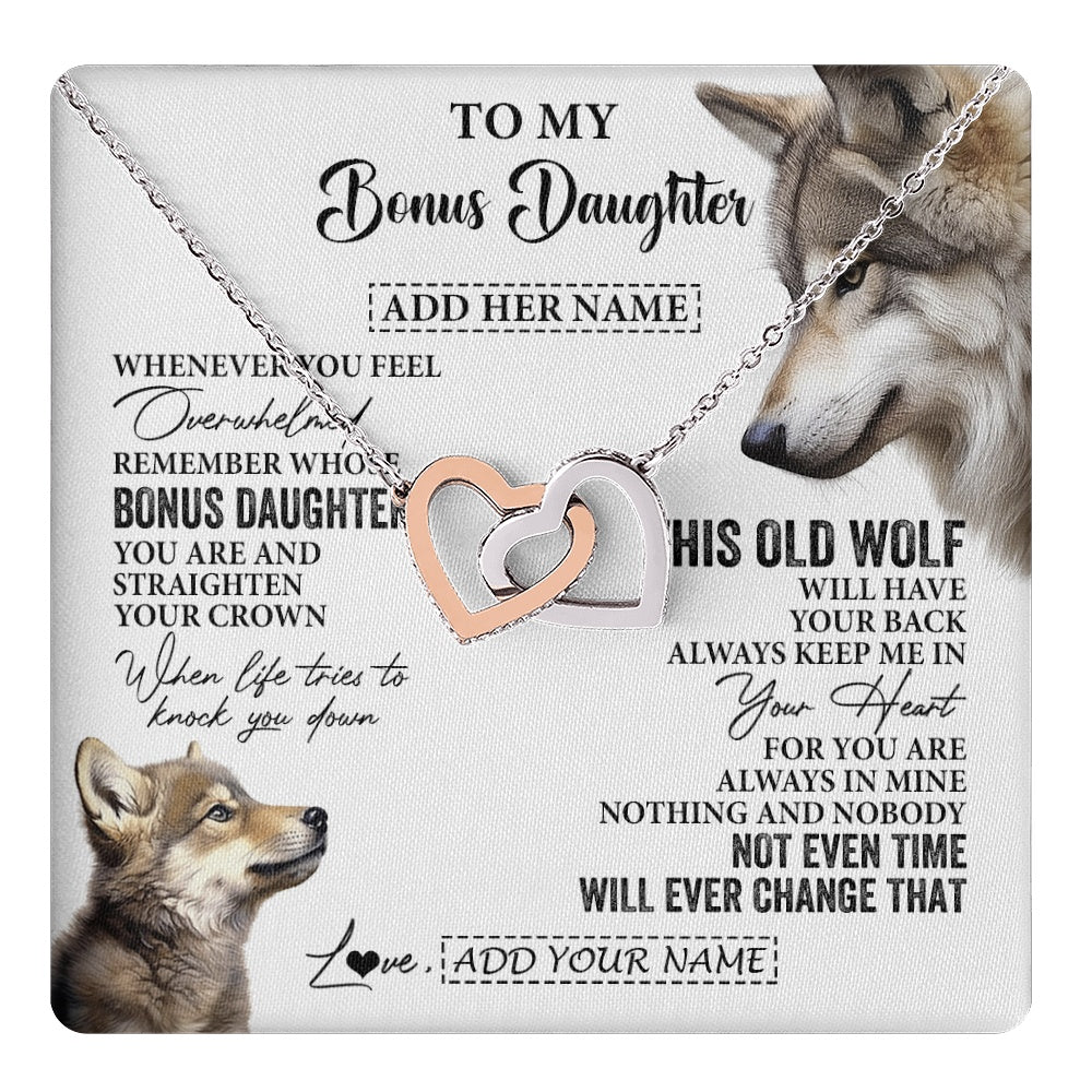 Personalized To My Bonus Daughter Gifts Necklace From Stepmom Whenever Wolf Unique Birthday For Stepdaughter Graduation Christmas Custom Gift Box Message Card