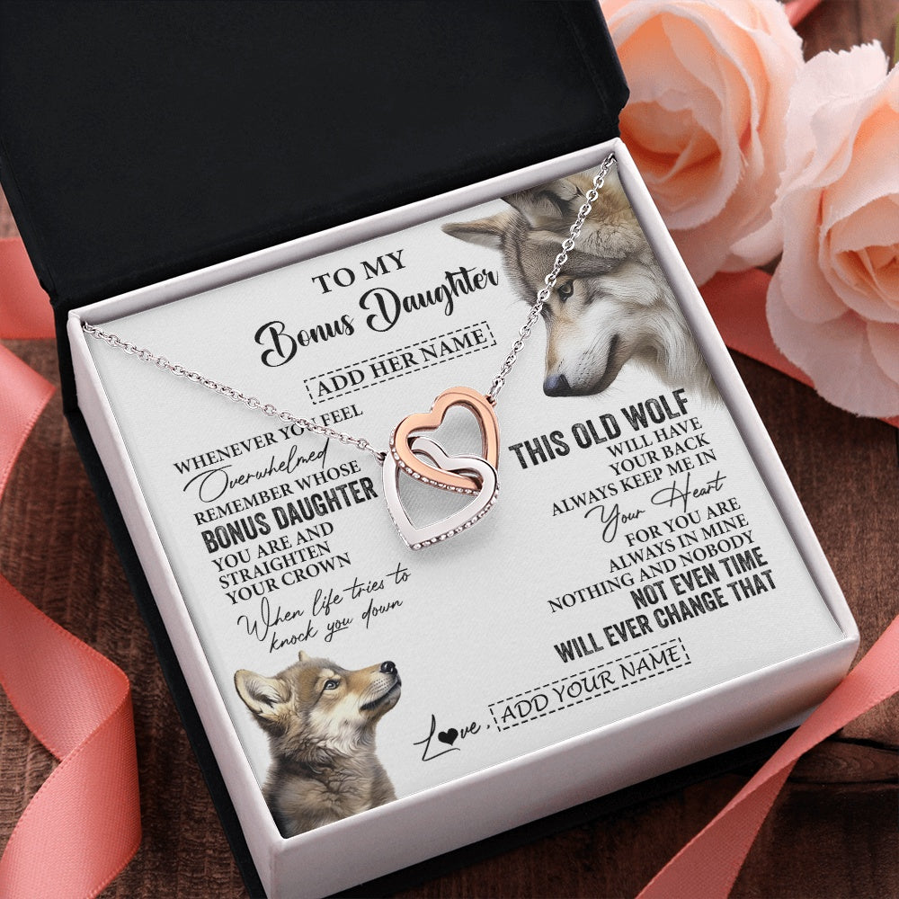 Personalized To My Bonus Daughter Gifts Necklace From Stepmom Whenever Wolf Unique Birthday For Stepdaughter Graduation Christmas Custom Gift Box Message Card