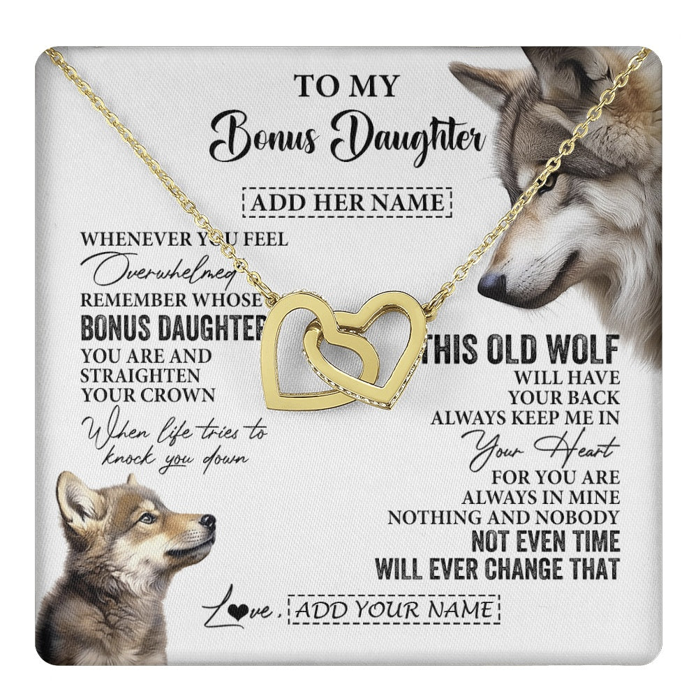 Personalized To My Bonus Daughter Gifts Necklace From Stepmom Whenever Wolf Unique Birthday For Stepdaughter Graduation Christmas Custom Gift Box Message Card