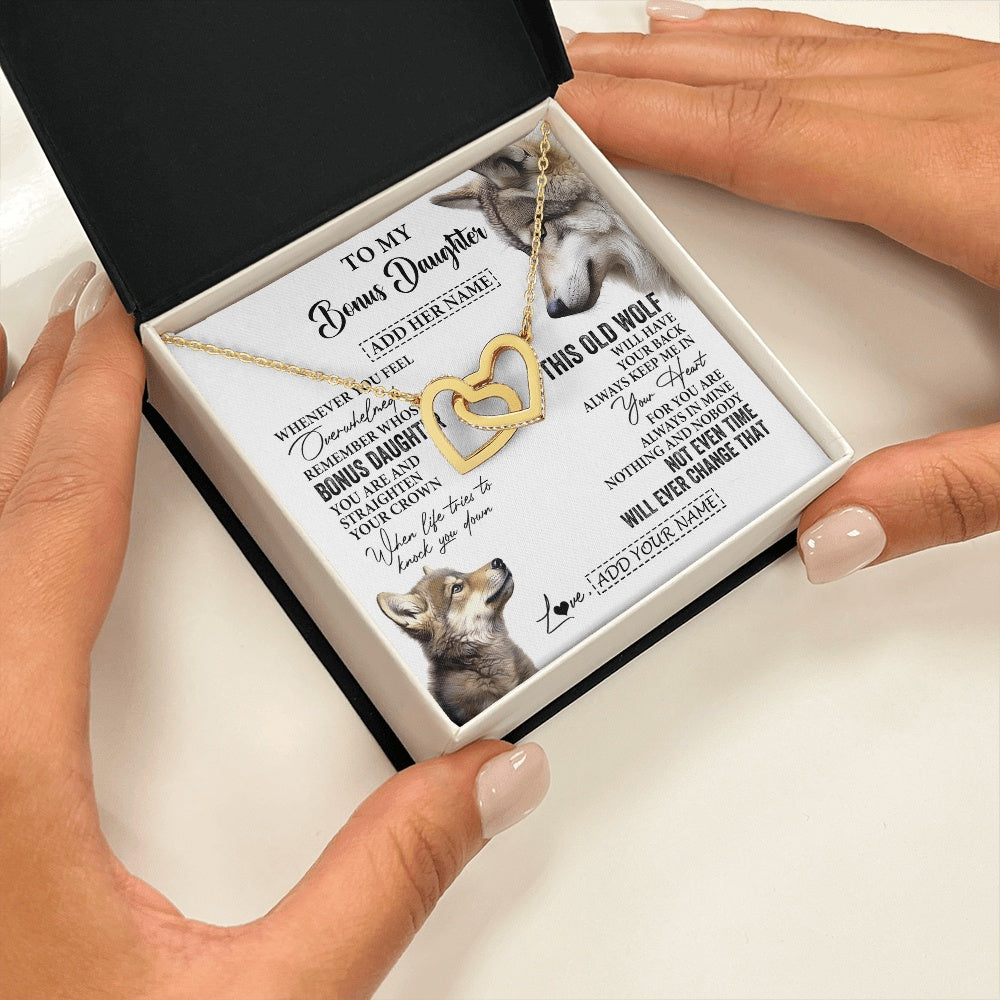 Personalized To My Bonus Daughter Gifts Necklace From Stepmom Whenever Wolf Unique Birthday For Stepdaughter Graduation Christmas Custom Gift Box Message Card