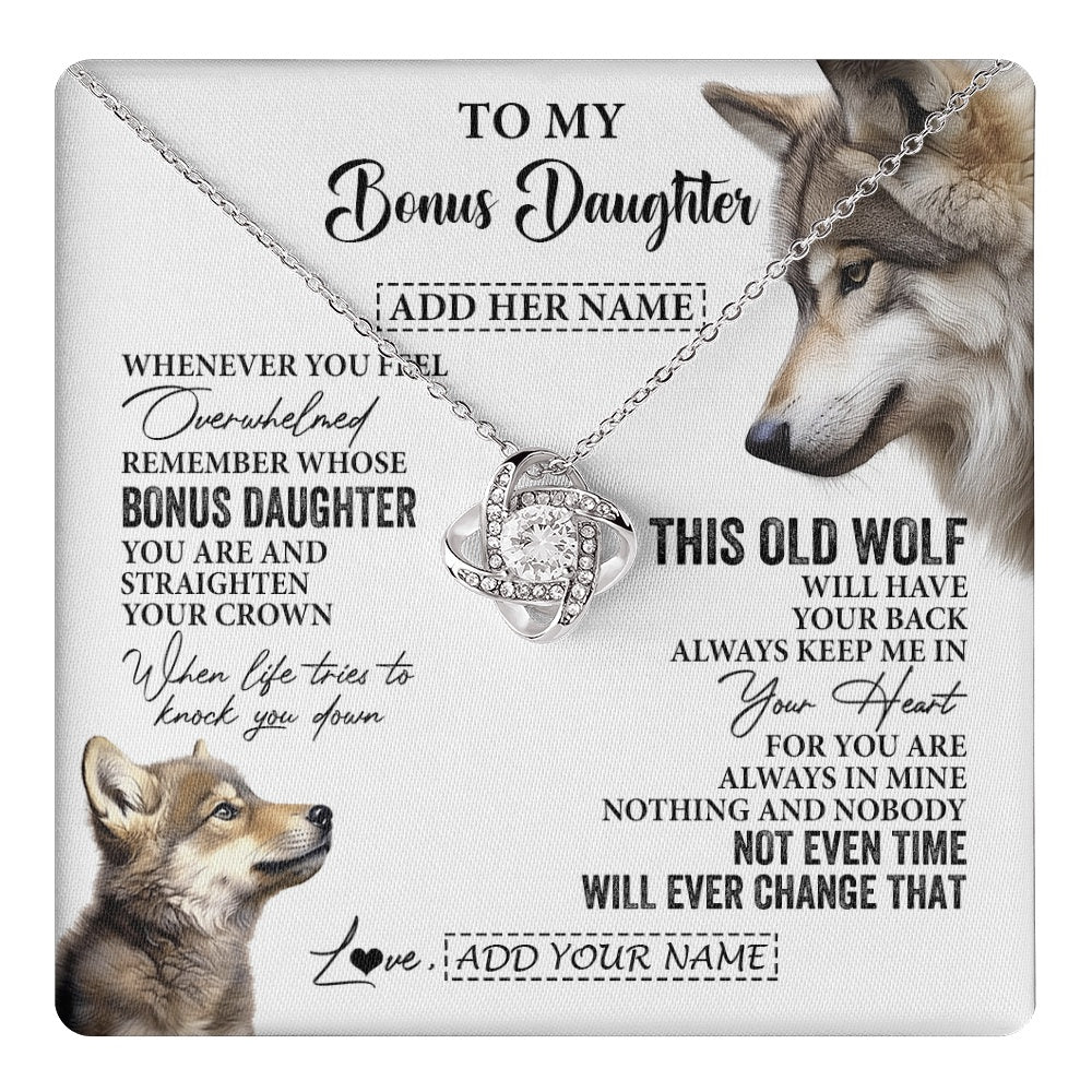 Personalized To My Bonus Daughter Gifts Necklace From Stepmom Whenever Wolf Unique Birthday For Stepdaughter Graduation Christmas Custom Gift Box Message Card