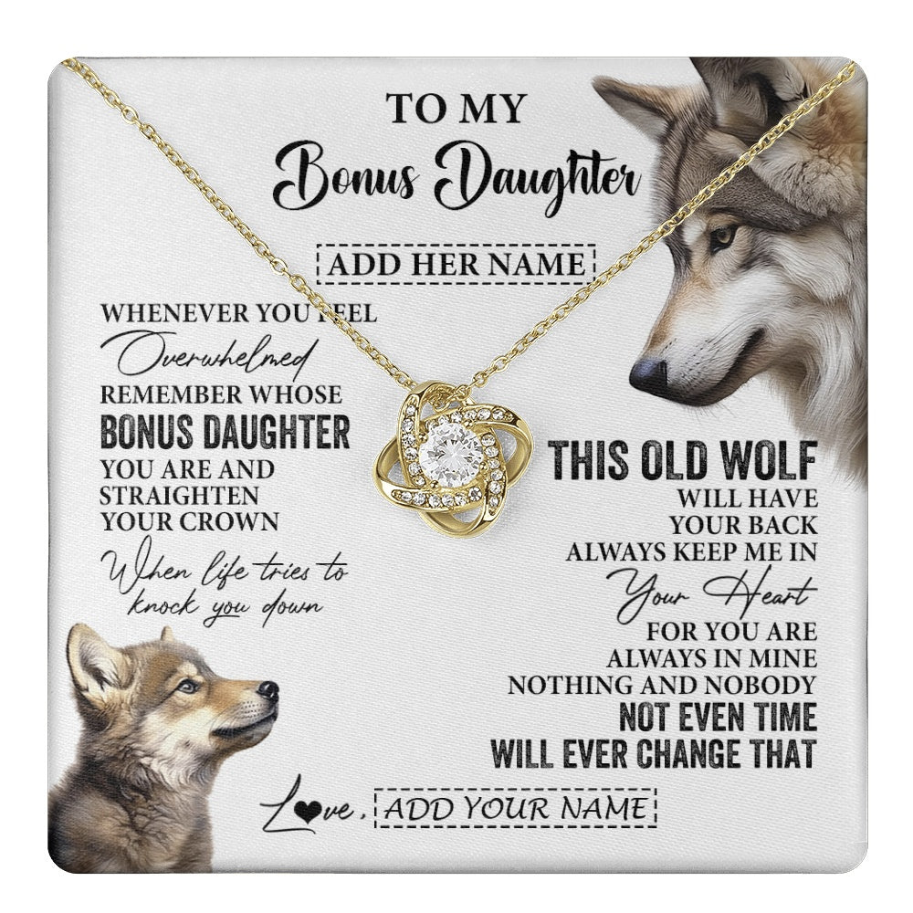 Personalized To My Bonus Daughter Gifts Necklace From Stepmom Whenever Wolf Unique Birthday For Stepdaughter Graduation Christmas Custom Gift Box Message Card