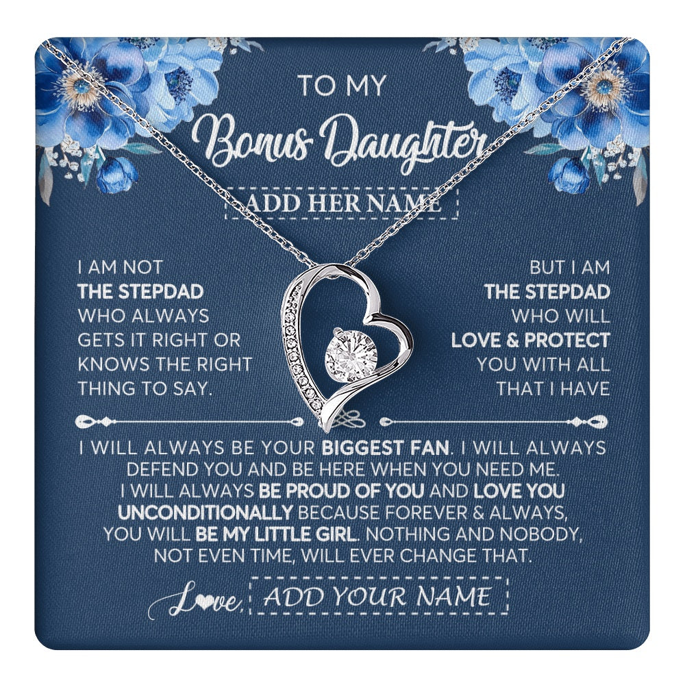 Personalized To My Bonus Daughter Necklace From Stepdad Proud Of You Birthday Gifts For Stepdaughter Jewelry Gifts Christmas Custom Gift Box Message Card