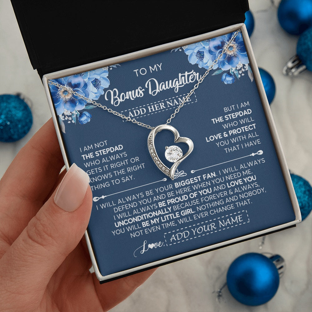 Personalized To My Bonus Daughter Necklace From Stepdad Proud Of You Birthday Gifts For Stepdaughter Jewelry Gifts Christmas Custom Gift Box Message Card