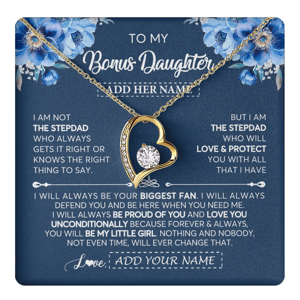 Personalized To My Bonus Daughter Necklace From Stepdad Proud Of You Birthday Gifts For Stepdaughter Jewelry Gifts Christmas Custom Gift Box Message Card