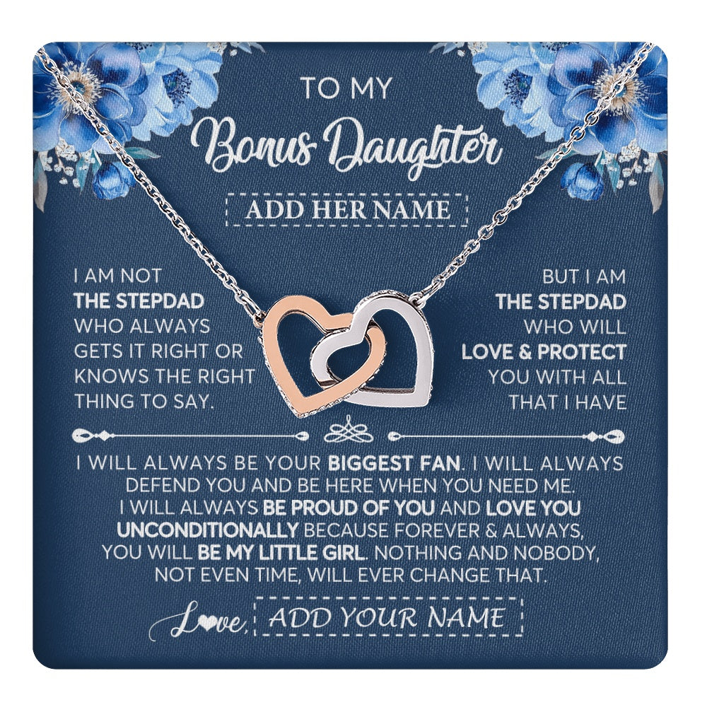 Personalized To My Bonus Daughter Necklace From Stepdad Proud Of You Birthday Gifts For Stepdaughter Jewelry Gifts Christmas Custom Gift Box Message Card
