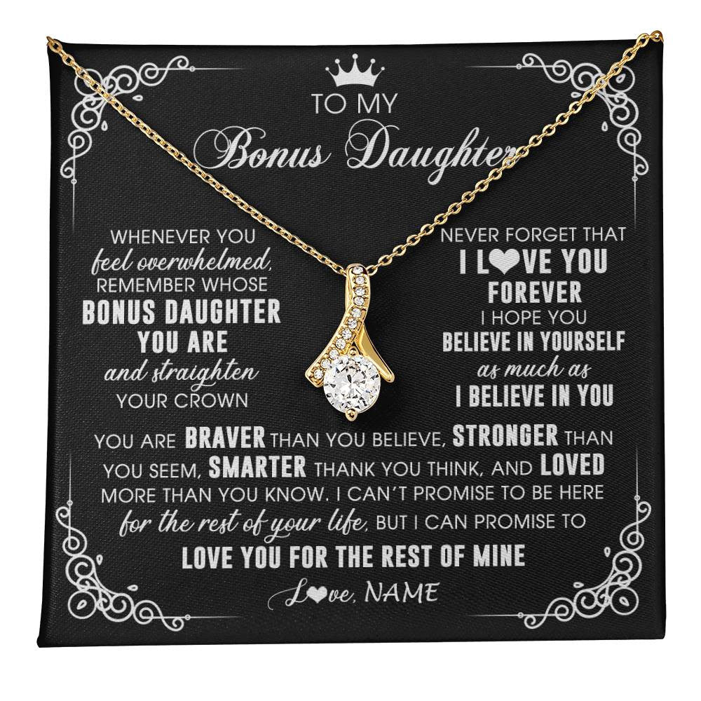 Personalized To My Bonus Daughter Necklace From Stepmom Dad Inspirational Strength Bonus Daughter Birthday Gifts Christmas Customized Gift Box Message Card