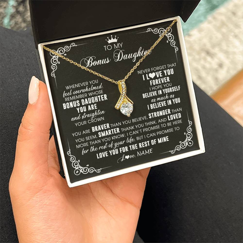 Personalized To My Bonus Daughter Necklace From Stepmom Dad Inspirational Strength Bonus Daughter Birthday Gifts Christmas Customized Gift Box Message Card