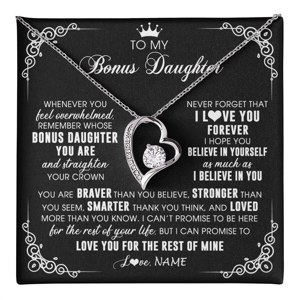Personalized To My Bonus Daughter Necklace From Stepmom Dad Inspirational Strength Bonus Daughter Birthday Gifts Christmas Customized Gift Box Message Card