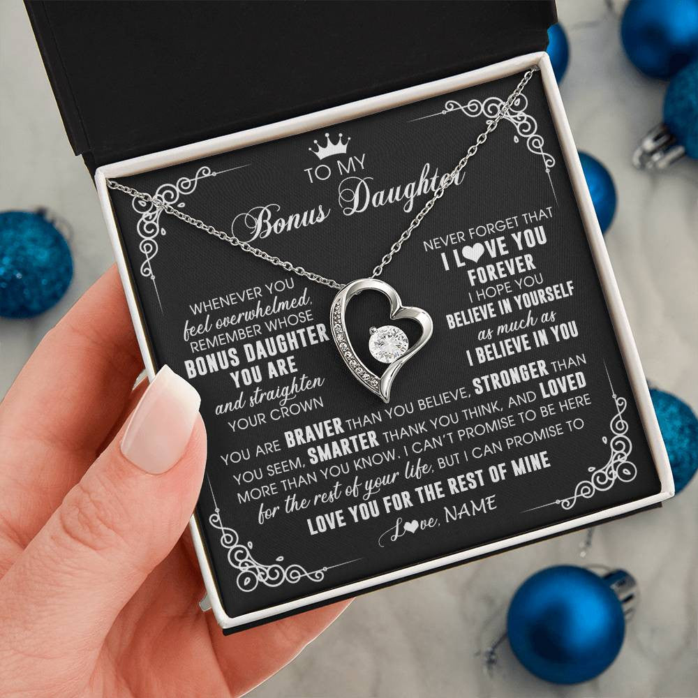Personalized To My Bonus Daughter Necklace From Stepmom Dad Inspirational Strength Bonus Daughter Birthday Gifts Christmas Customized Gift Box Message Card