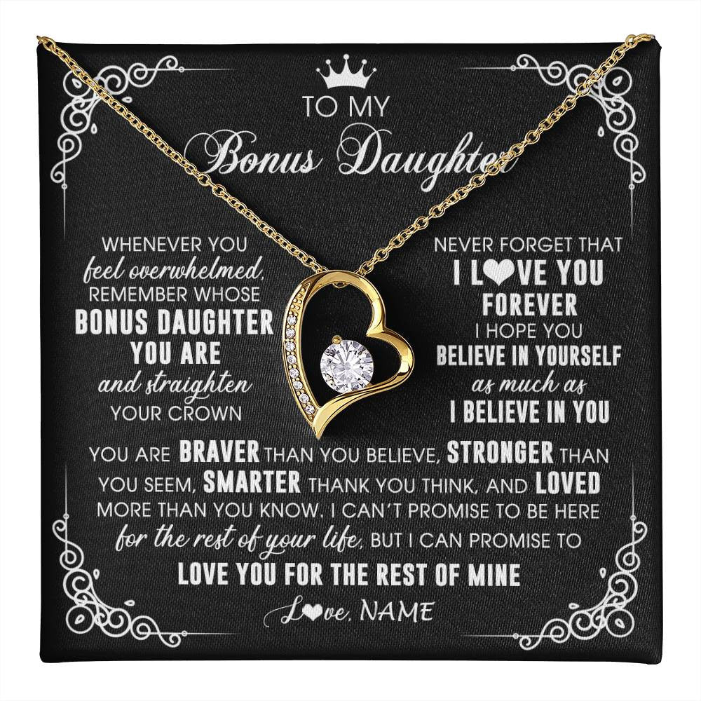 Personalized To My Bonus Daughter Necklace From Stepmom Dad Inspirational Strength Bonus Daughter Birthday Gifts Christmas Customized Gift Box Message Card