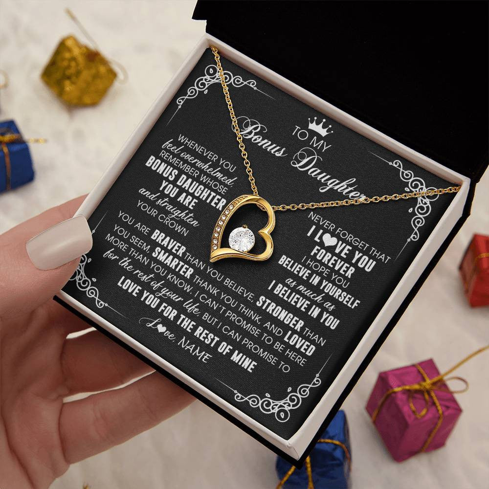 Personalized To My Bonus Daughter Necklace From Stepmom Dad Inspirational Strength Bonus Daughter Birthday Gifts Christmas Customized Gift Box Message Card