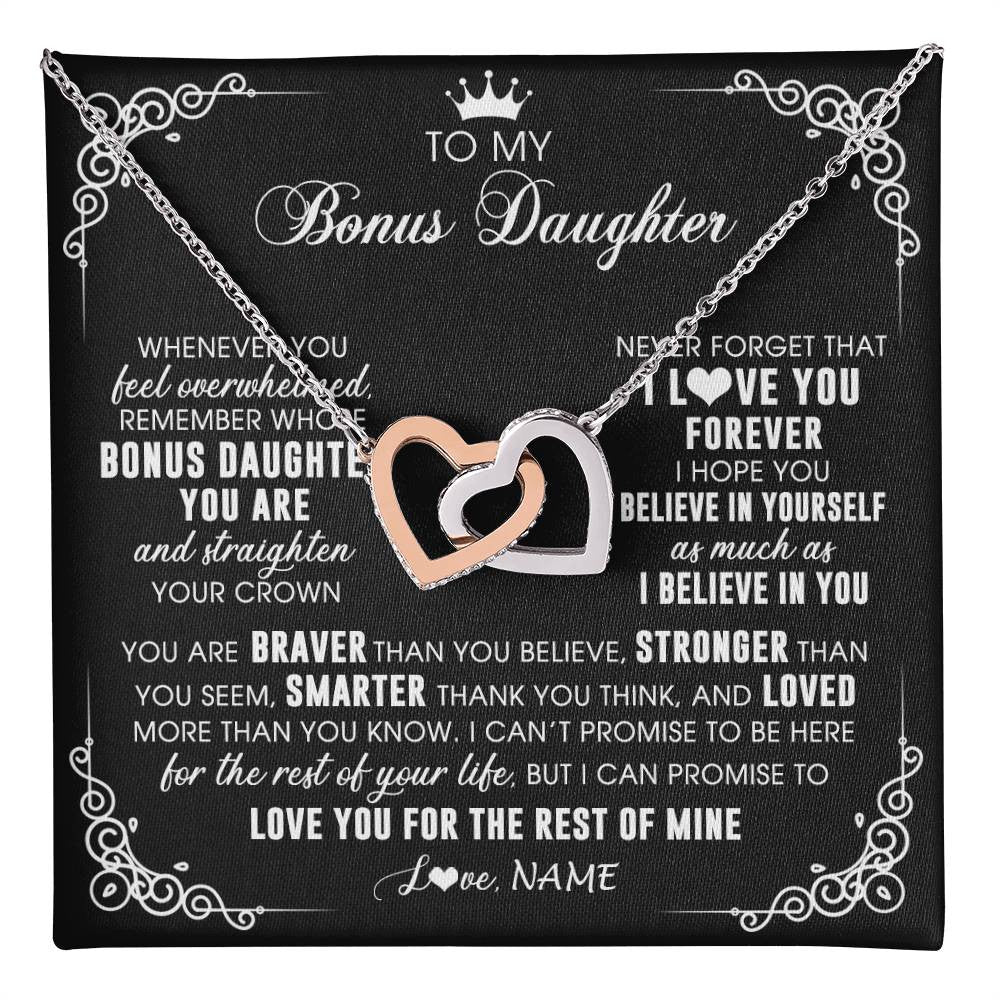 Personalized To My Bonus Daughter Necklace From Stepmom Dad Inspirational Strength Bonus Daughter Birthday Gifts Christmas Customized Gift Box Message Card
