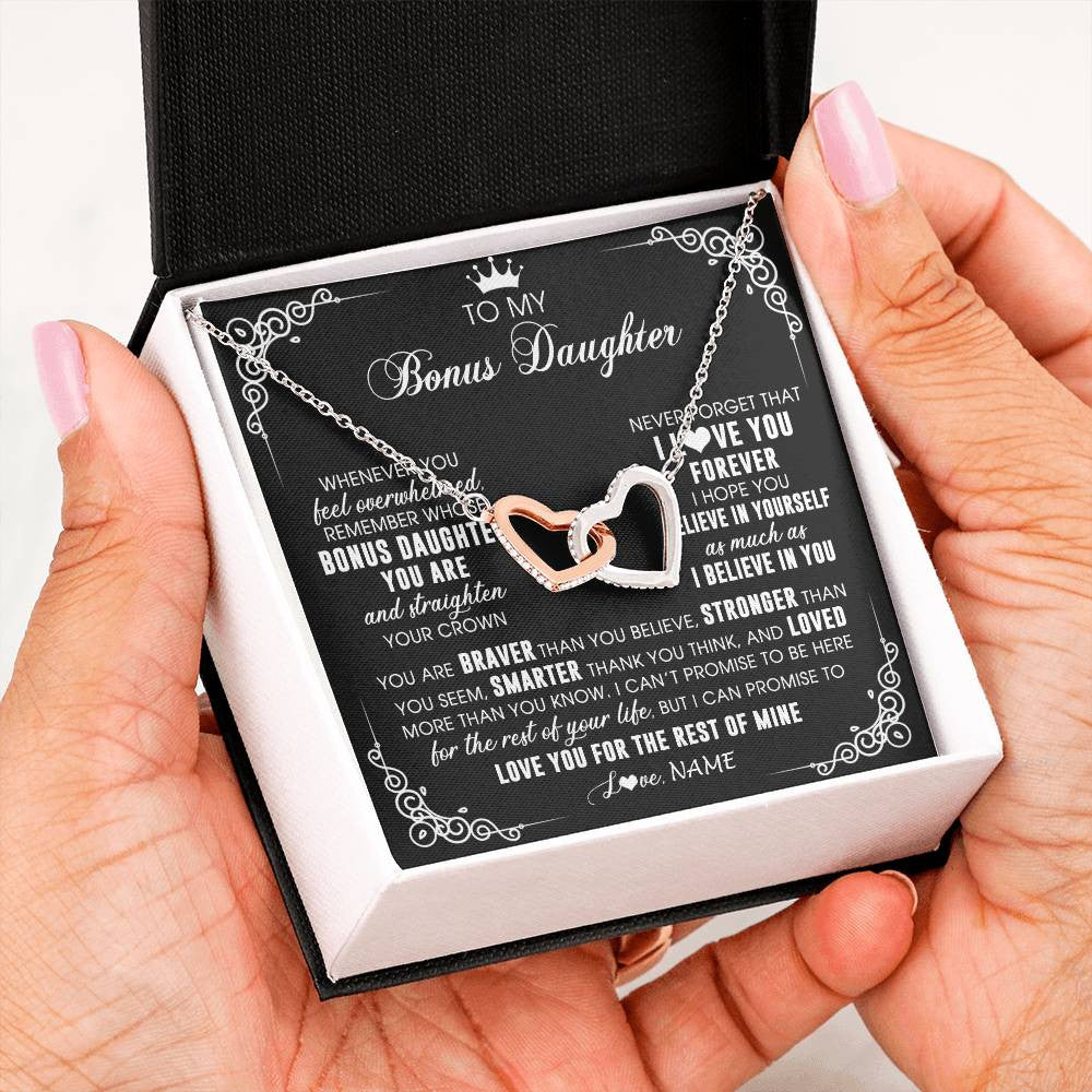Personalized To My Bonus Daughter Necklace From Stepmom Dad Inspirational Strength Bonus Daughter Birthday Gifts Christmas Customized Gift Box Message Card