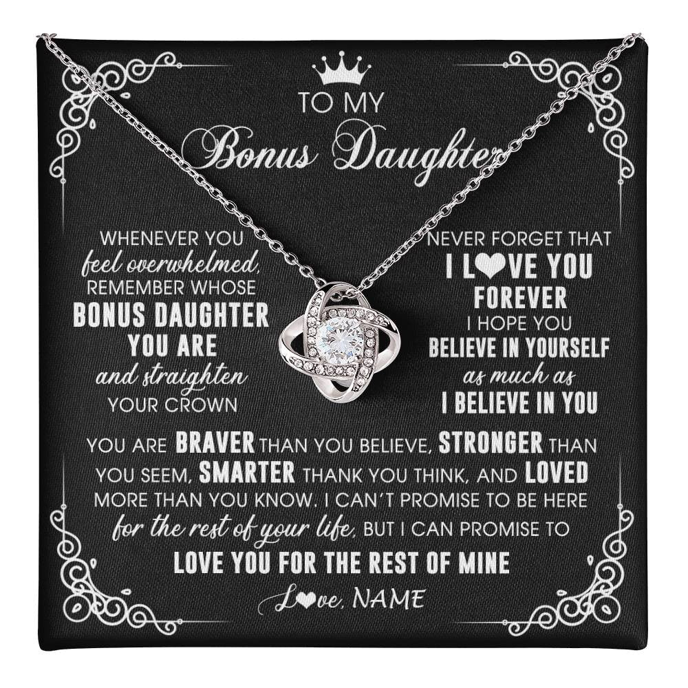 Personalized To My Bonus Daughter Necklace From Stepmom Dad Inspirational Strength Bonus Daughter Birthday Gifts Christmas Customized Gift Box Message Card