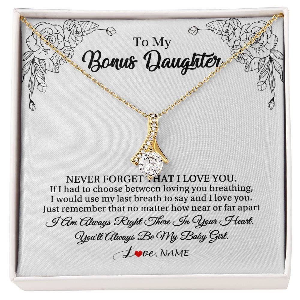 Personalized To My Bonus Daughter Necklace From Stepmom Never Forget That I Love You Step Daughter Birthday Christmas Customized Gift Box Message Card