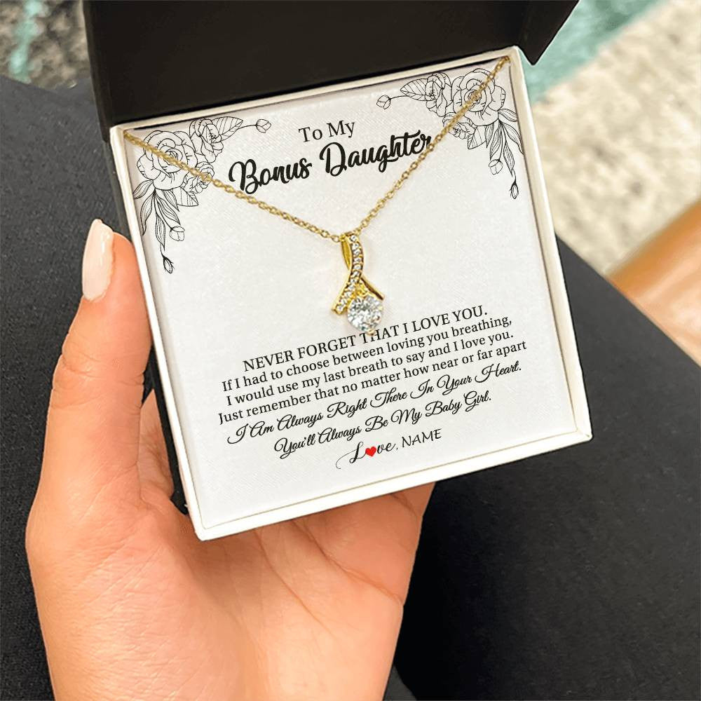 Personalized To My Bonus Daughter Necklace From Stepmom Never Forget That I Love You Step Daughter Birthday Christmas Customized Gift Box Message Card