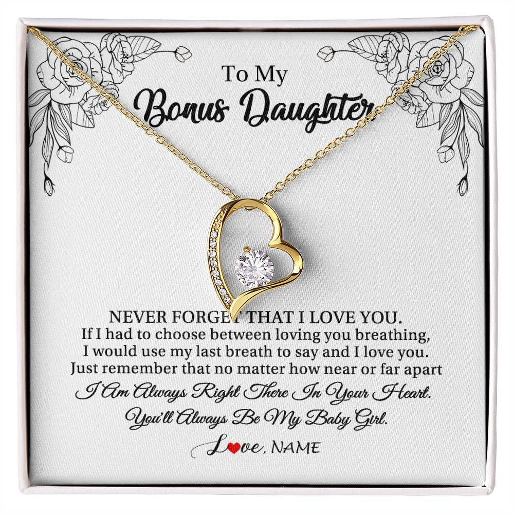 Personalized To My Bonus Daughter Necklace From Stepmom Never Forget That I Love You Step Daughter Birthday Christmas Customized Gift Box Message Card