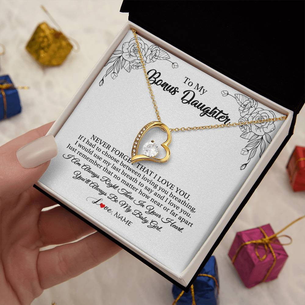 Personalized To My Bonus Daughter Necklace From Stepmom Never Forget That I Love You Step Daughter Birthday Christmas Customized Gift Box Message Card