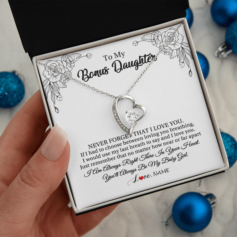 Personalized To My Bonus Daughter Necklace From Stepmom Never Forget That I Love You Step Daughter Birthday Christmas Customized Gift Box Message Card