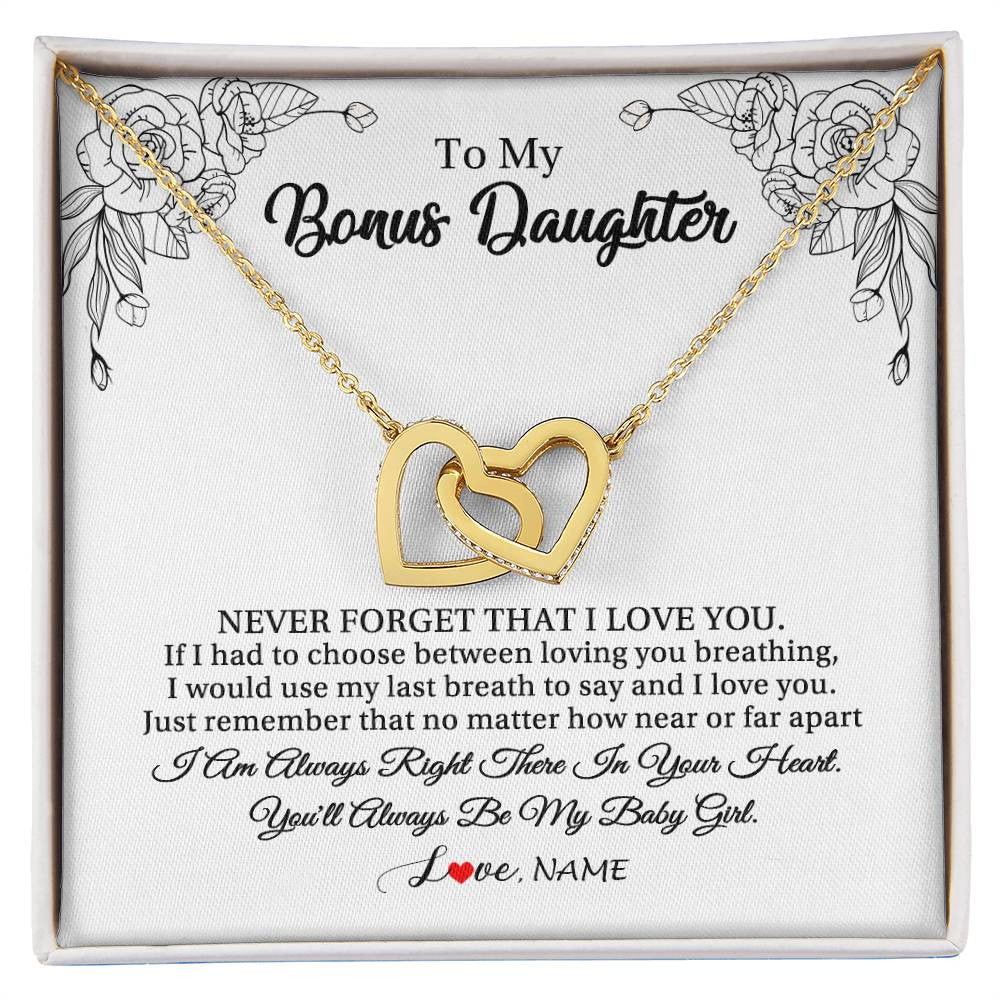 Personalized To My Bonus Daughter Necklace From Stepmom Never Forget That I Love You Step Daughter Birthday Christmas Customized Gift Box Message Card
