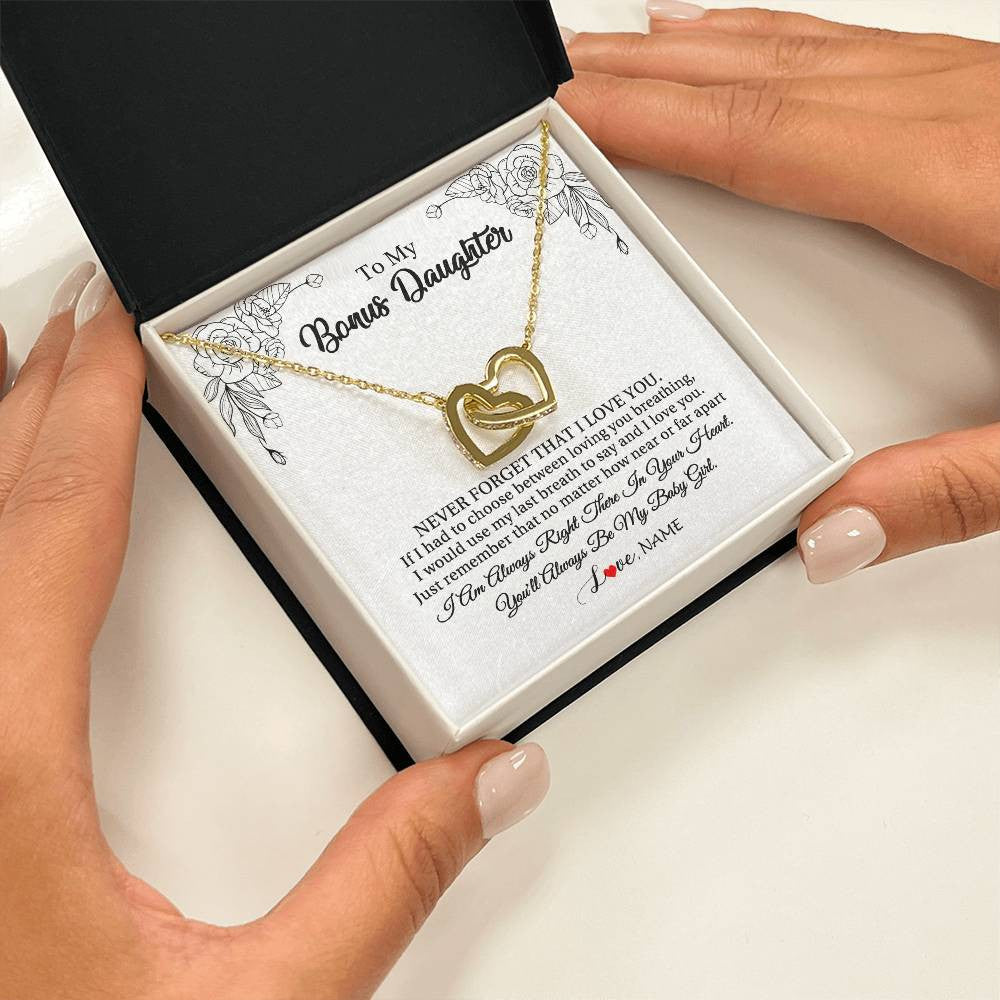 Personalized To My Bonus Daughter Necklace From Stepmom Never Forget That I Love You Step Daughter Birthday Christmas Customized Gift Box Message Card
