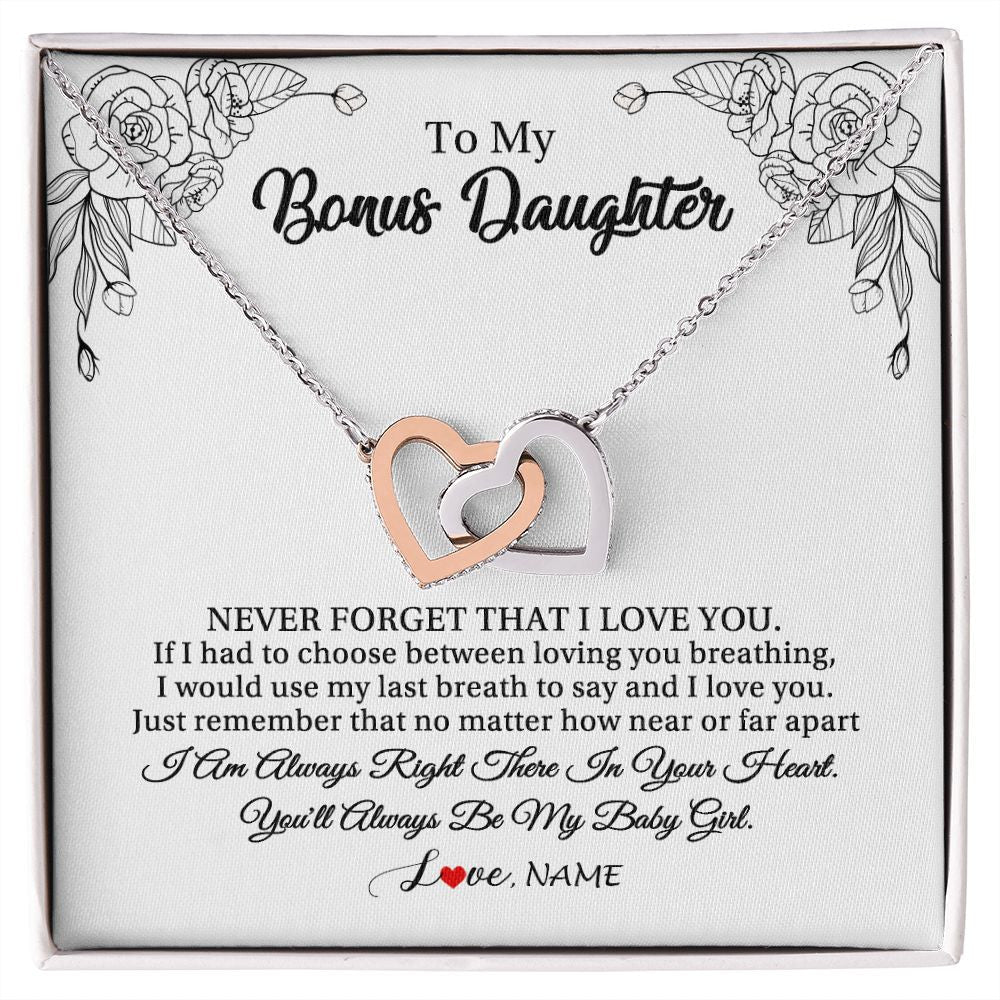 Personalized To My Bonus Daughter Necklace From Stepmom Never Forget That I Love You Step Daughter Birthday Christmas Customized Gift Box Message Card