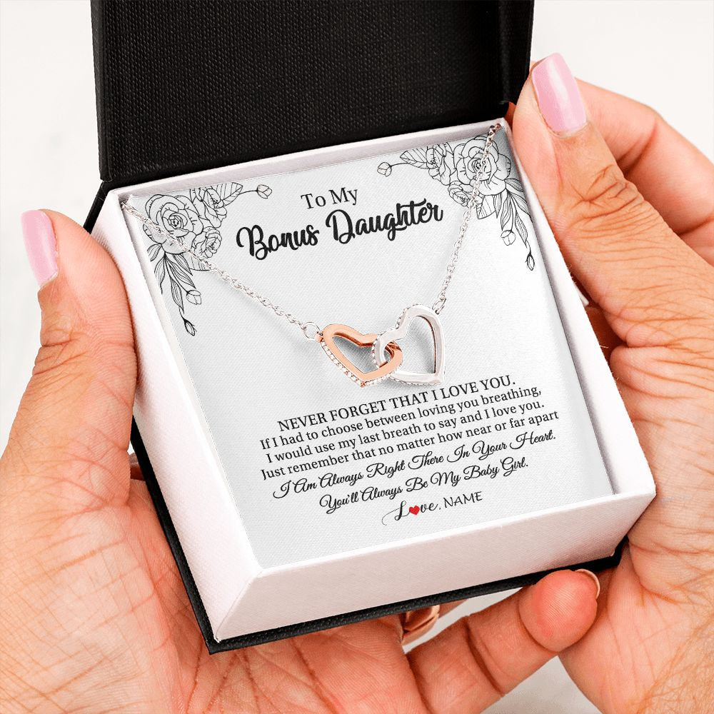 Personalized To My Bonus Daughter Necklace From Stepmom Never Forget That I Love You Step Daughter Birthday Christmas Customized Gift Box Message Card