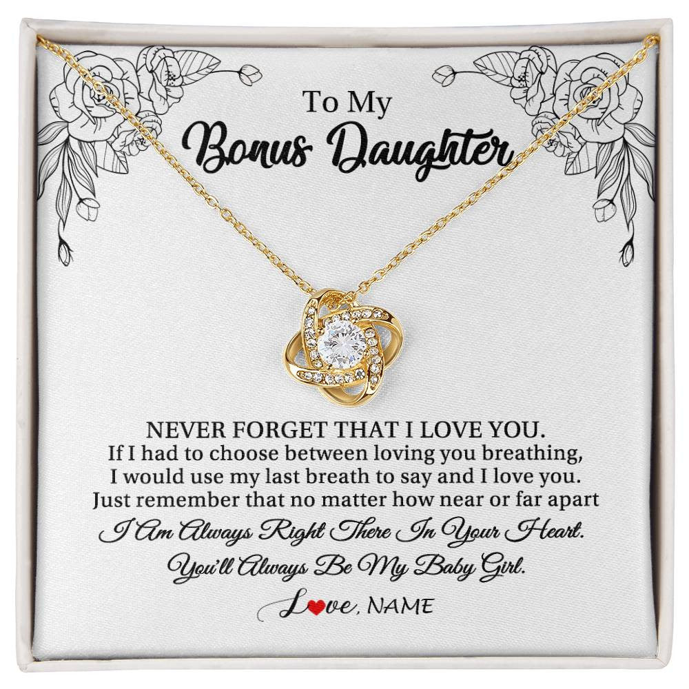 Personalized To My Bonus Daughter Necklace From Stepmom Never Forget That I Love You Step Daughter Birthday Christmas Customized Gift Box Message Card