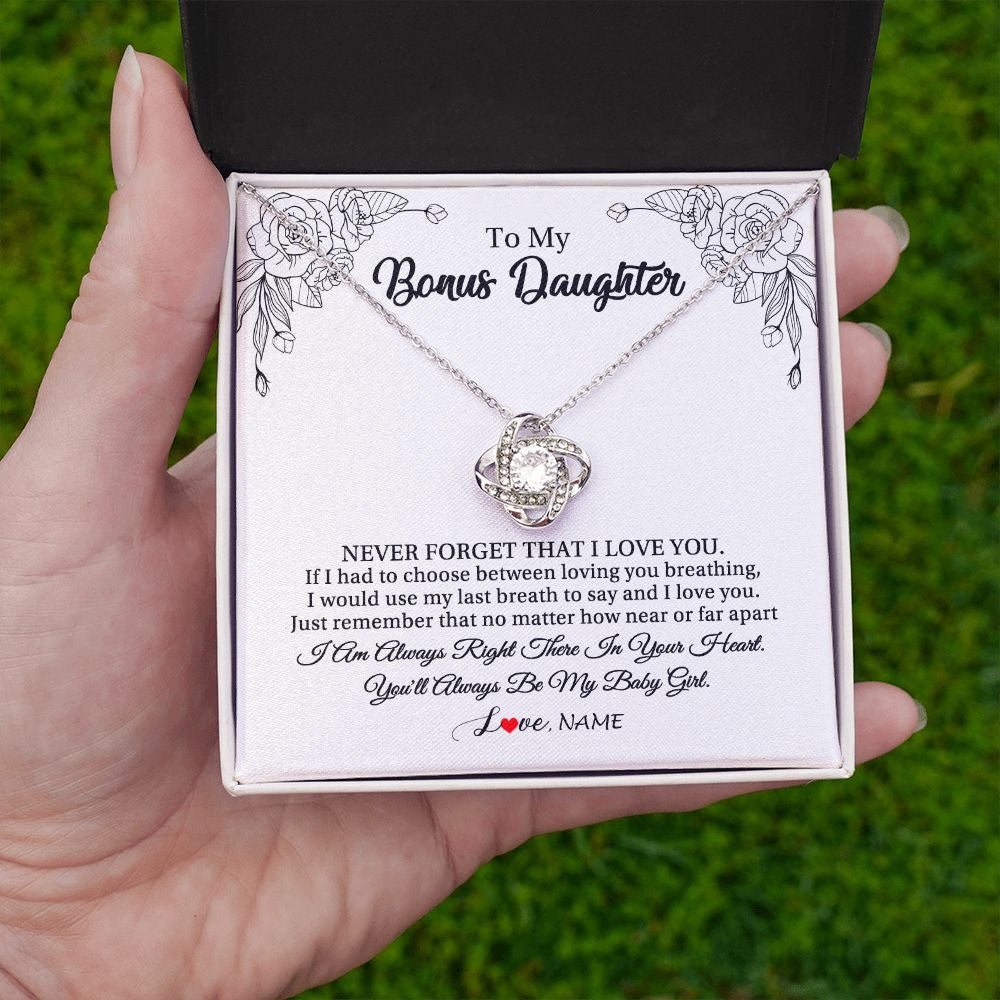 Personalized To My Bonus Daughter Necklace From Stepmom Never Forget That I Love You Step Daughter Birthday Christmas Customized Gift Box Message Card