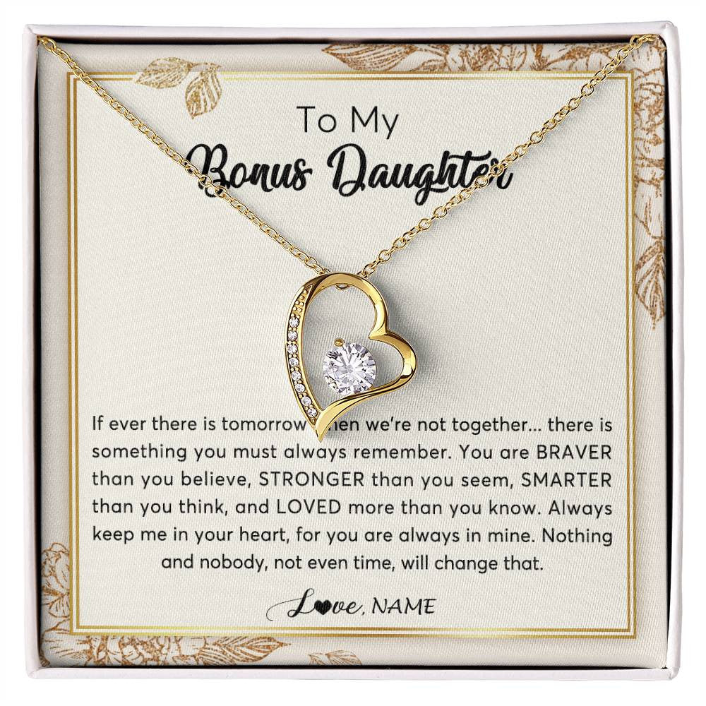 Personalized To My Bonus Daughter Necklace From Stepmother Braver Stronger Smarter Loved Daughter Jewelry Birthday Christmas Customized Gift Box Message Card
