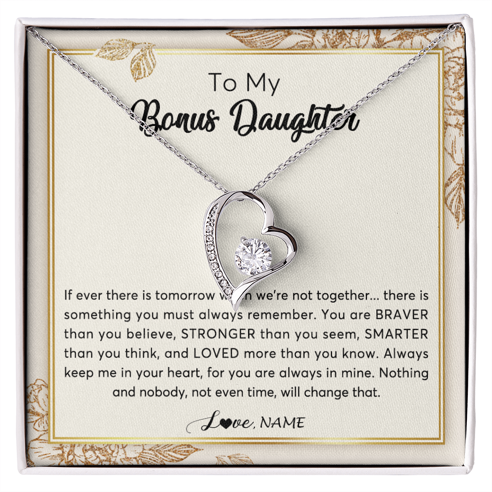 Personalized To My Bonus Daughter Necklace From Stepmother Braver Stronger Smarter Loved Daughter Jewelry Birthday Christmas Customized Gift Box Message Card