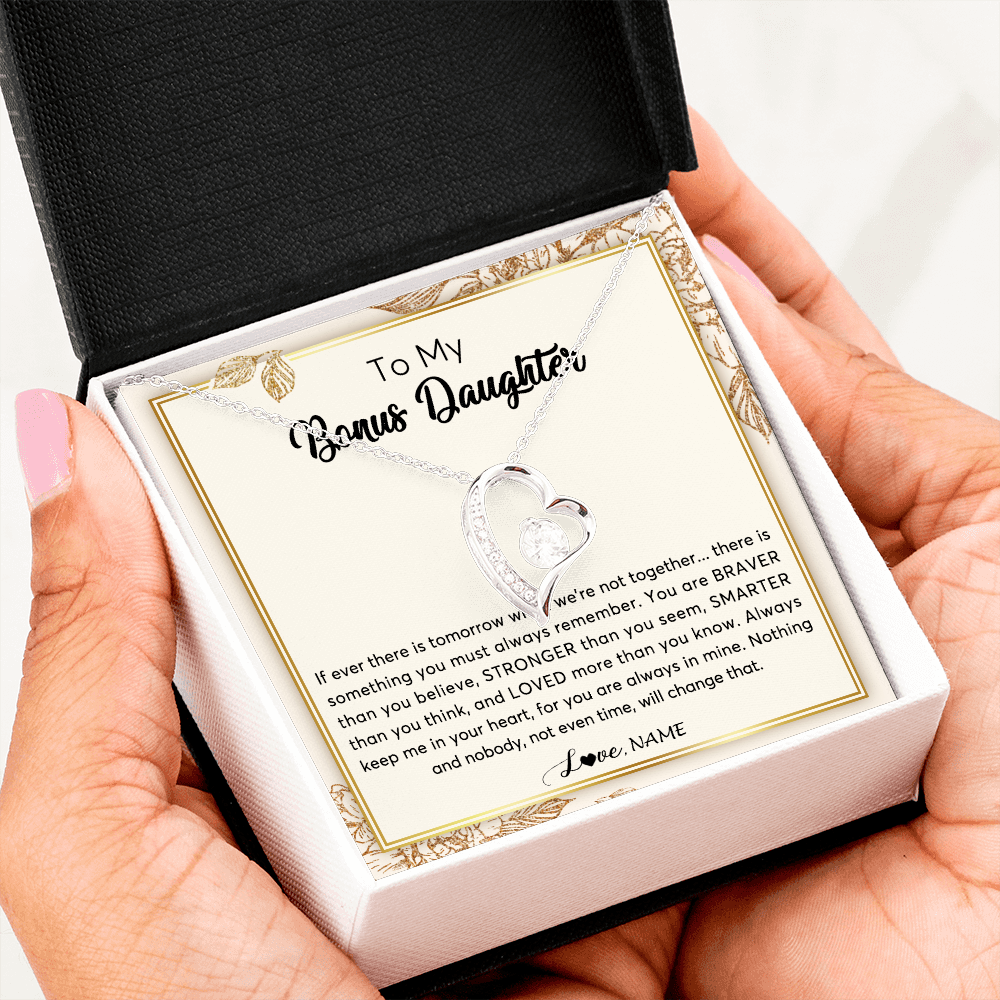 Personalized To My Bonus Daughter Necklace From Stepmother Braver Stronger Smarter Loved Daughter Jewelry Birthday Christmas Customized Gift Box Message Card