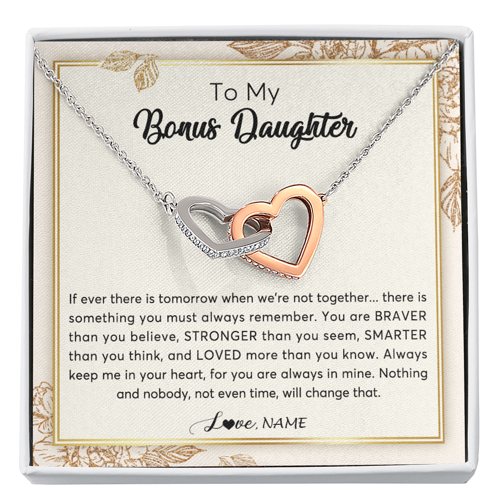 Personalized To My Bonus Daughter Necklace From Stepmother Braver Stronger Smarter Loved Daughter Jewelry Birthday Christmas Customized Gift Box Message Card
