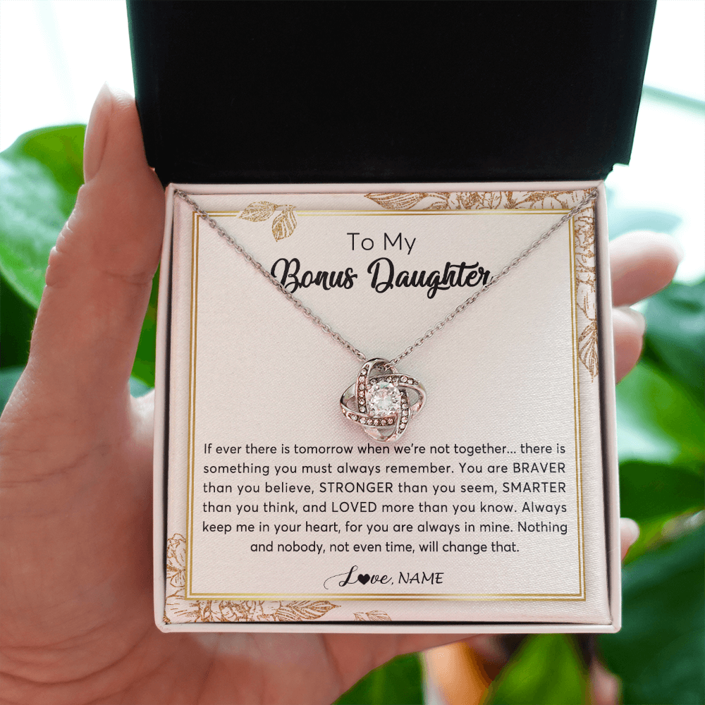 Personalized To My Bonus Daughter Necklace From Stepmother Braver Stronger Smarter Loved Daughter Jewelry Birthday Christmas Customized Gift Box Message Card