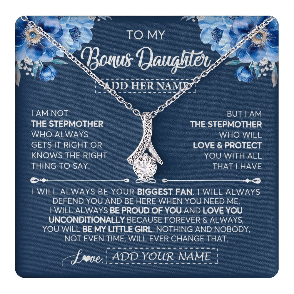 Personalized To My Bonus Daughter Necklace From Stepmother Proud Of You Birthday Gifts For Stepdaughter Jewelry Gifts Christmas Custom Gift Box Message Card