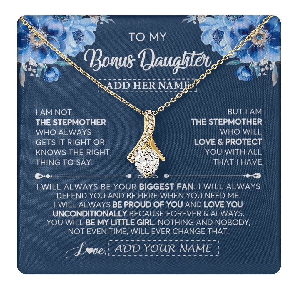 Personalized To My Bonus Daughter Necklace From Stepmother Proud Of You Birthday Gifts For Stepdaughter Jewelry Gifts Christmas Custom Gift Box Message Card