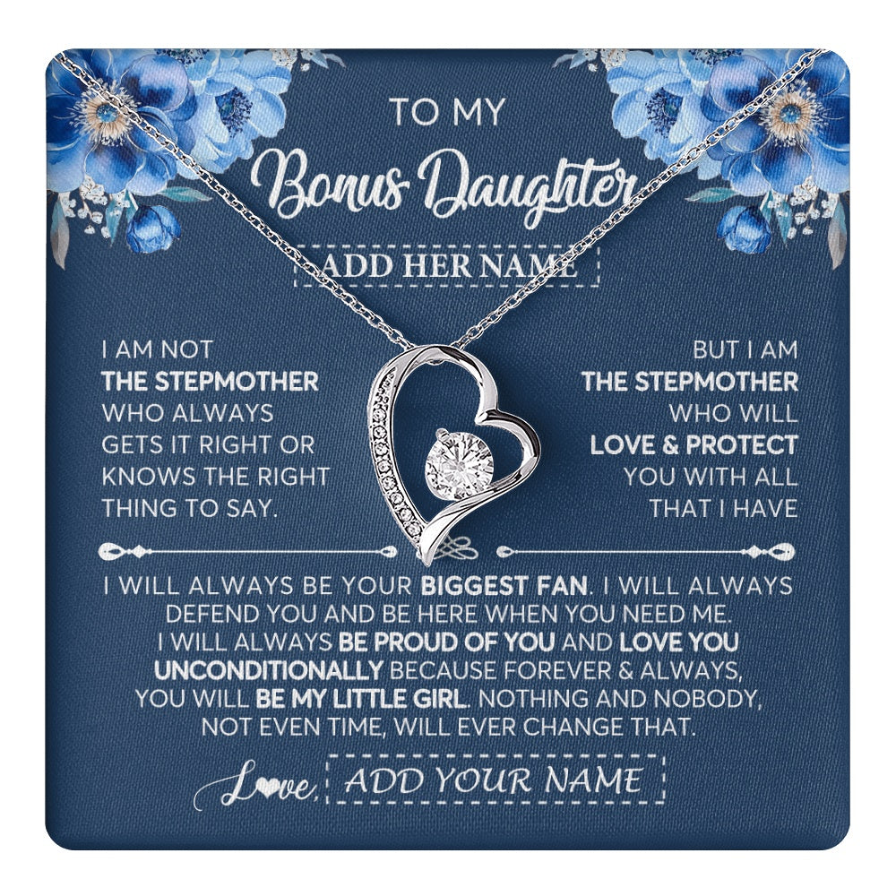 Personalized To My Bonus Daughter Necklace From Stepmother Proud Of You Birthday Gifts For Stepdaughter Jewelry Gifts Christmas Custom Gift Box Message Card