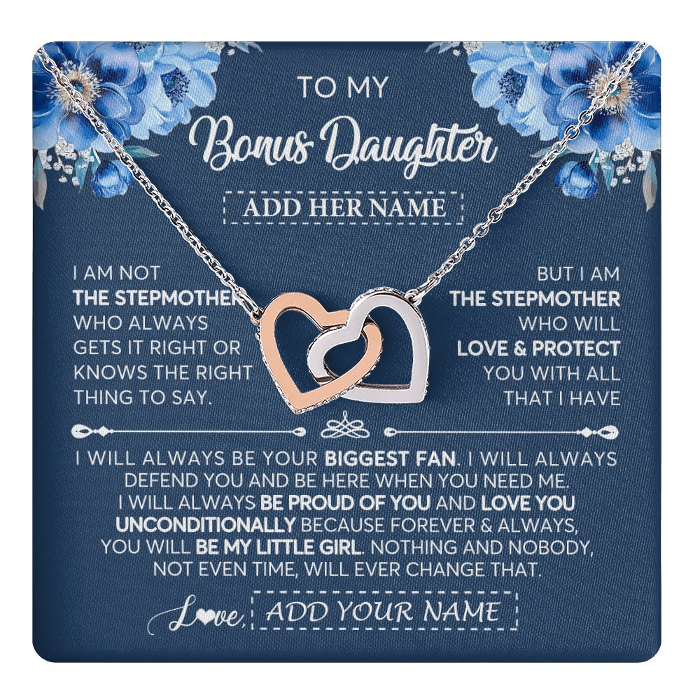 Personalized To My Bonus Daughter Necklace From Stepmother Proud Of You Birthday Gifts For Stepdaughter Jewelry Gifts Christmas Custom Gift Box Message Card