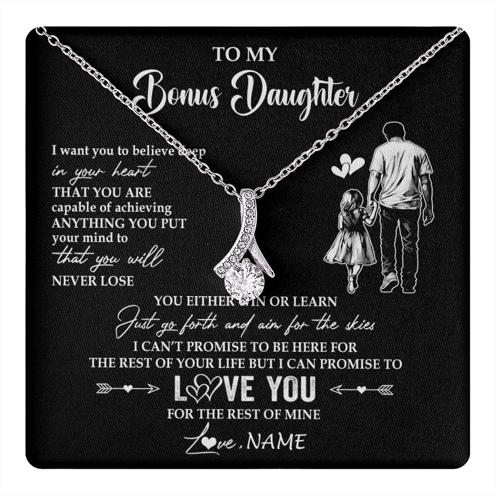 Personalized To My Bonus Daughter Necklace You Will Never Lose From Stepdad Dad Stepdaughter Birthday Gifts Christmas Customized Gift Box Message Card