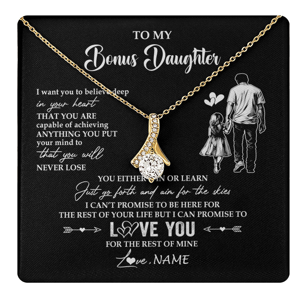 Personalized To My Bonus Daughter Necklace You Will Never Lose From Stepdad Dad Stepdaughter Birthday Gifts Christmas Customized Gift Box Message Card