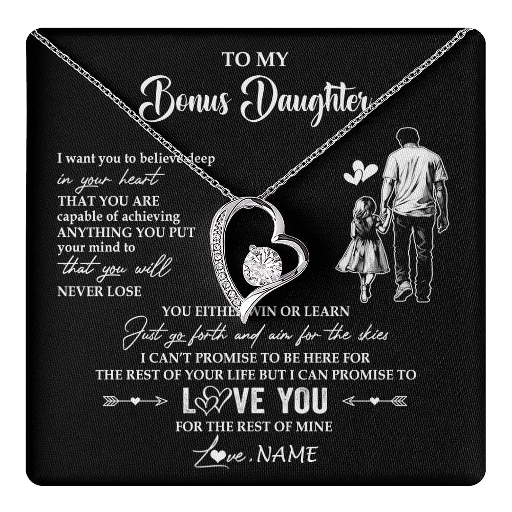 Personalized To My Bonus Daughter Necklace You Will Never Lose From Stepdad Dad Stepdaughter Birthday Gifts Christmas Customized Gift Box Message Card