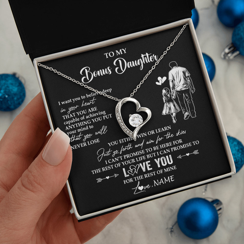 Personalized To My Bonus Daughter Necklace You Will Never Lose From Stepdad Dad Stepdaughter Birthday Gifts Christmas Customized Gift Box Message Card