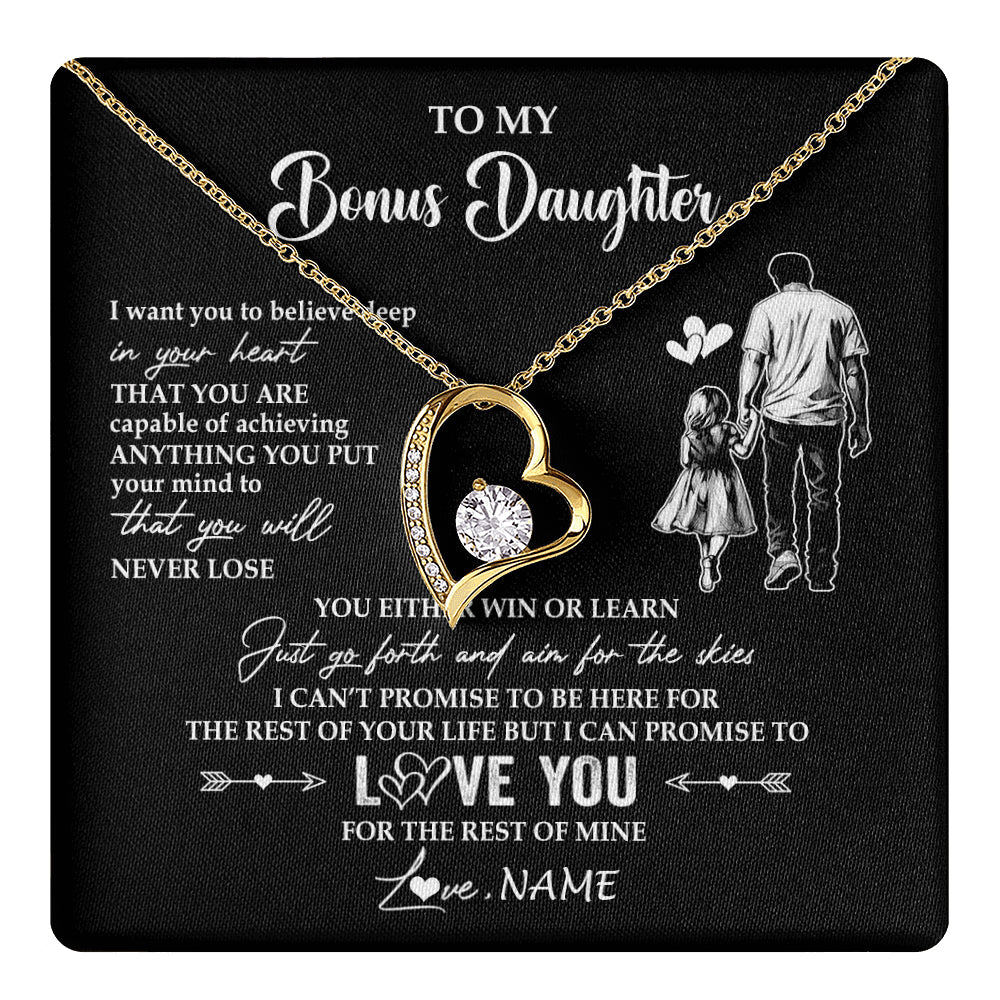 Personalized To My Bonus Daughter Necklace You Will Never Lose From Stepdad Dad Stepdaughter Birthday Gifts Christmas Customized Gift Box Message Card