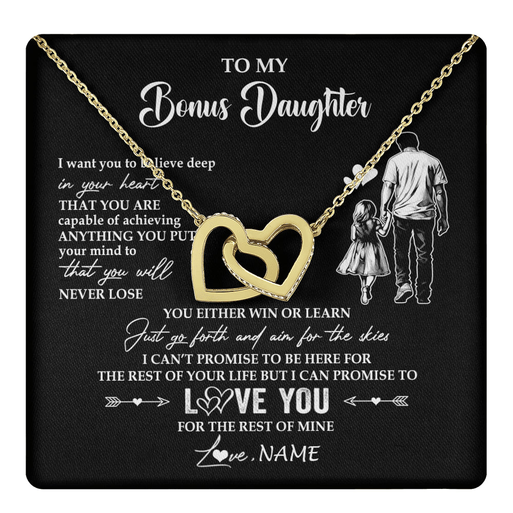 Personalized To My Bonus Daughter Necklace You Will Never Lose From Stepdad Dad Stepdaughter Birthday Gifts Christmas Customized Gift Box Message Card