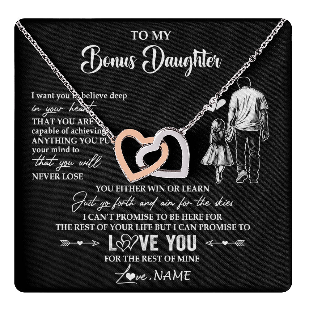 Personalized To My Bonus Daughter Necklace You Will Never Lose From Stepdad Dad Stepdaughter Birthday Gifts Christmas Customized Gift Box Message Card