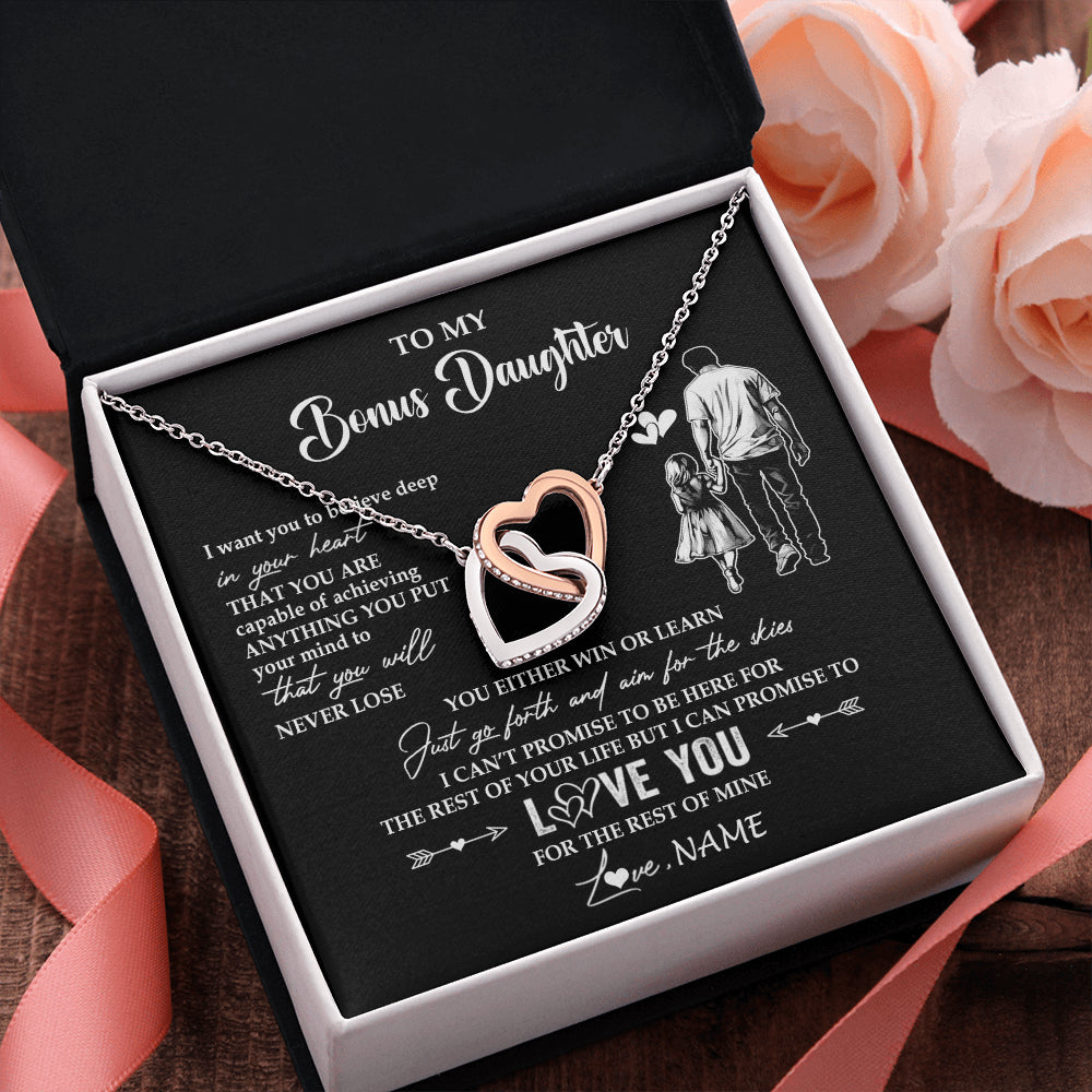 Personalized To My Bonus Daughter Necklace You Will Never Lose From Stepdad Dad Stepdaughter Birthday Gifts Christmas Customized Gift Box Message Card